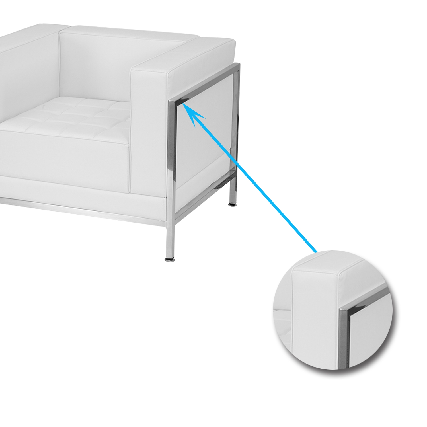 Cushioned Leatherette Sofa with Meta Legs -