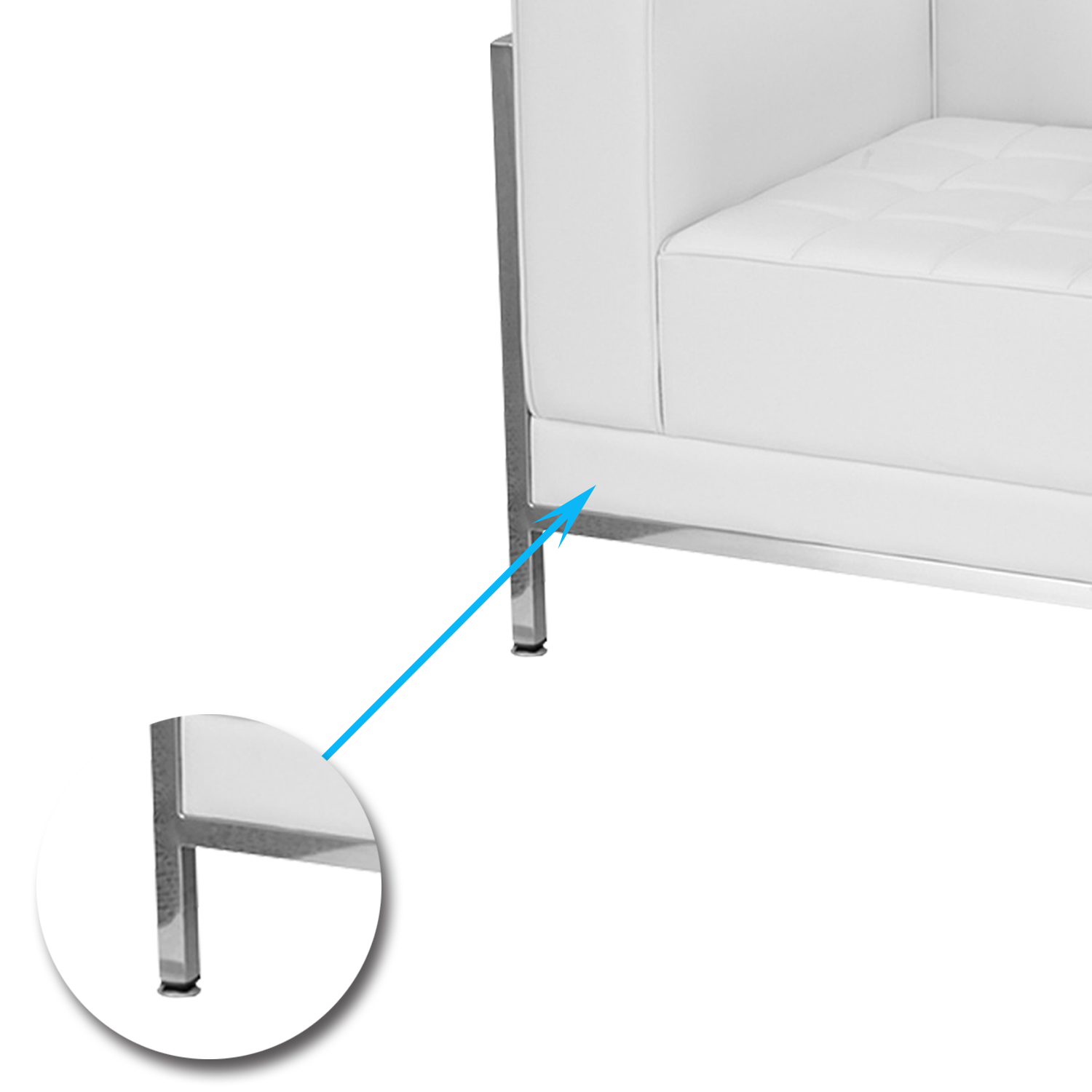 Cushioned Leatherette Sofa with Meta Legs -