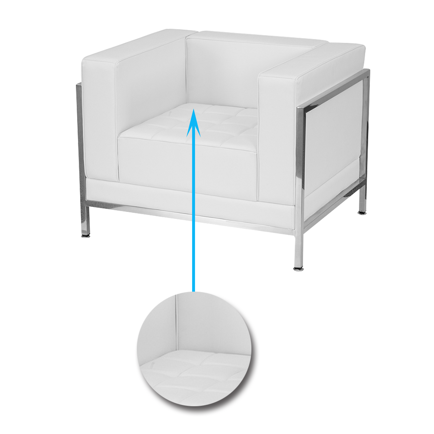 Cushioned Leatherette Sofa with Meta Legs -