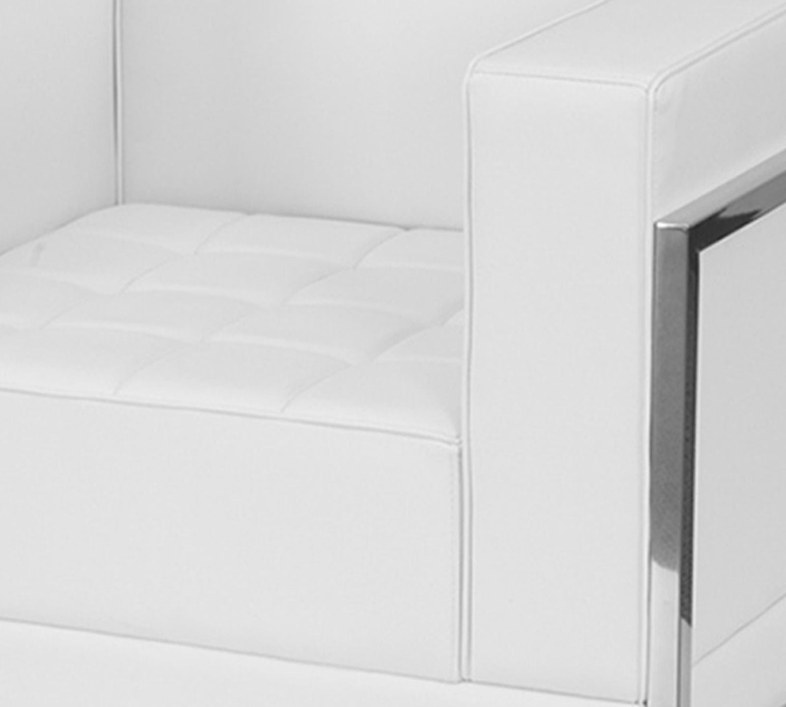 Cushioned Leatherette Sofa with Meta Legs -