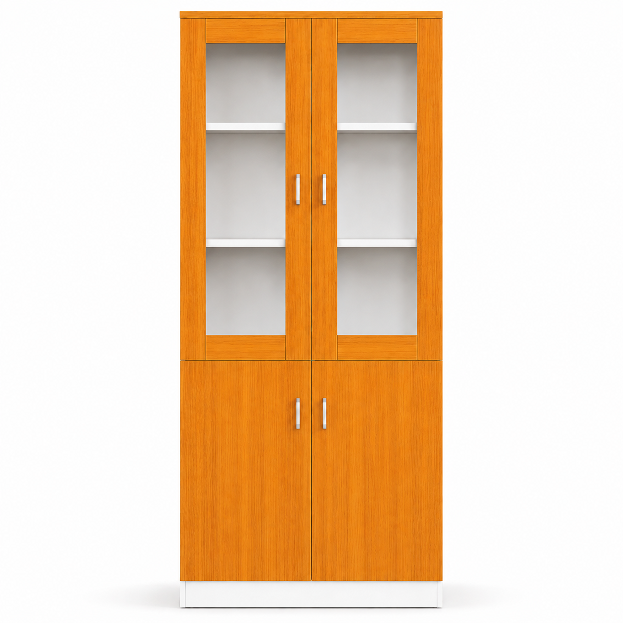 Wall Filing Cabinet with 4 Glass Doors & Storage Compartments – Wooden Finish