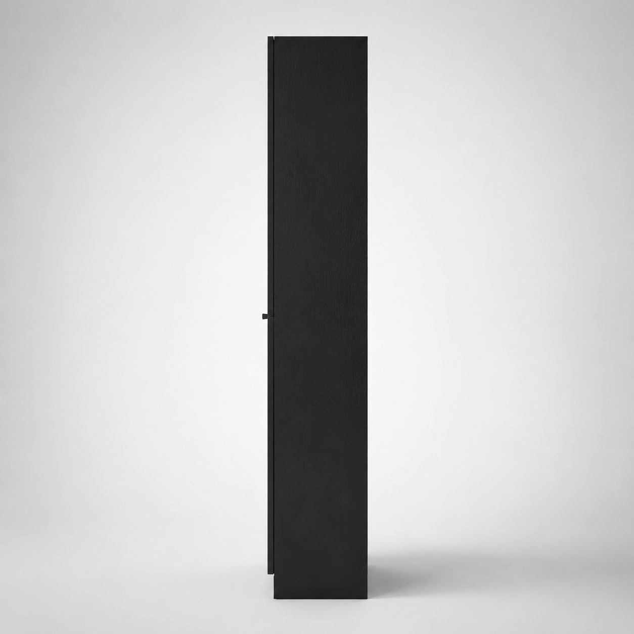 Modern Tall Bookcase with Four Glass Doors, Multiple Display Shelves and Metal Handles in Elegant Black Finish
