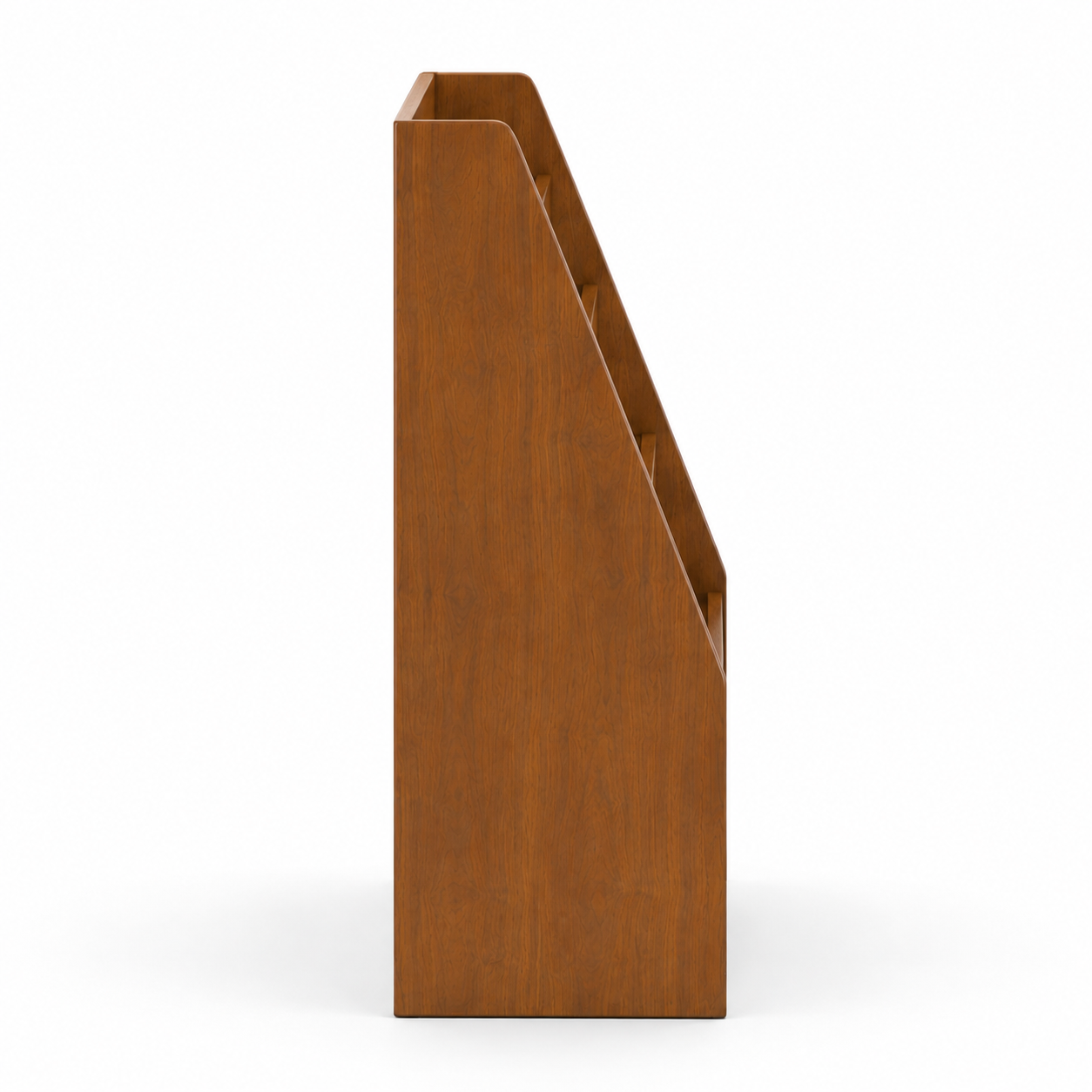 Modern Wooden Magazine Rack with Multiple Open Display Shelves, Freestanding Book and Newspaper Holder for Living Room