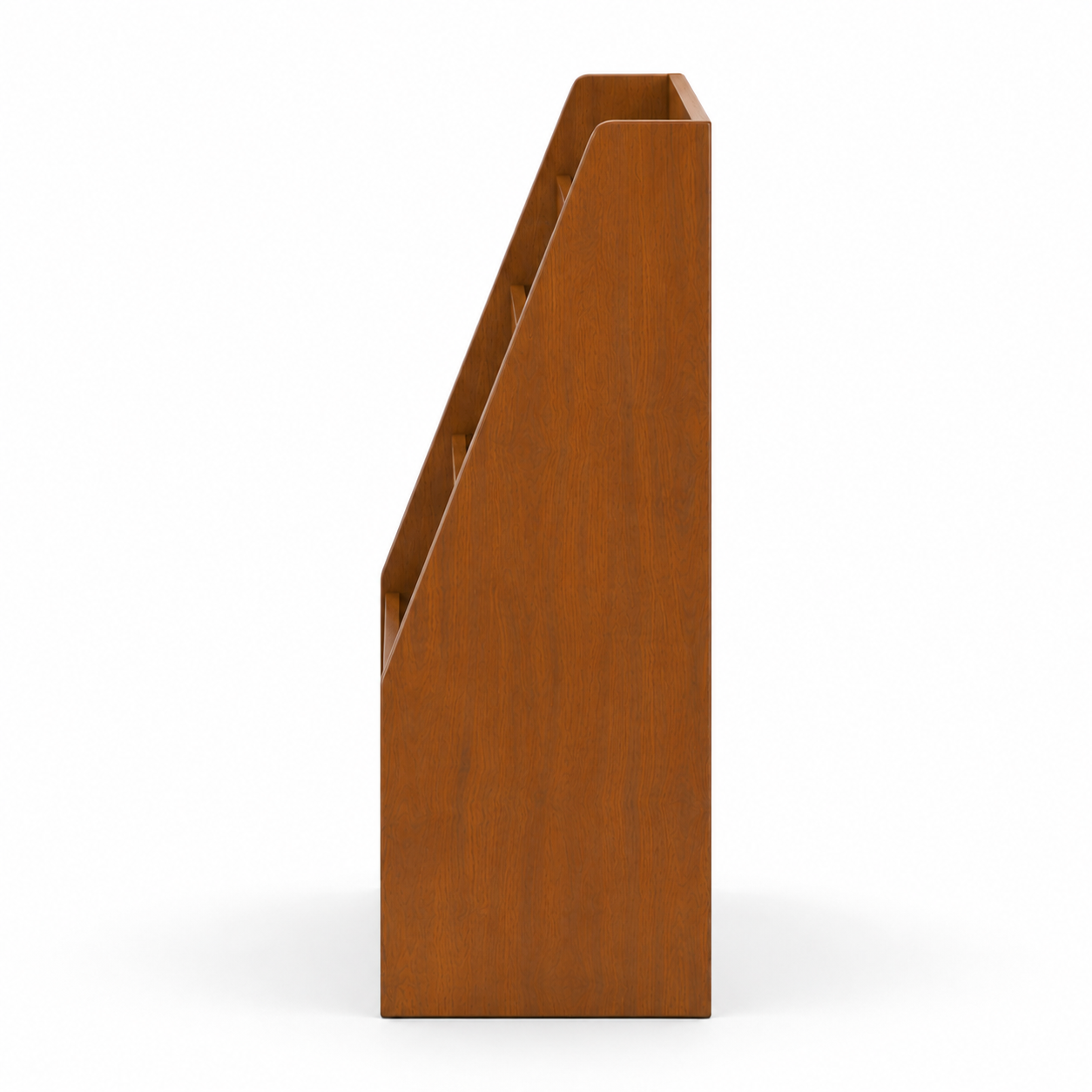 Modern Wooden Magazine Rack with Multiple Open Display Shelves, Freestanding Book and Newspaper Holder for Living Room