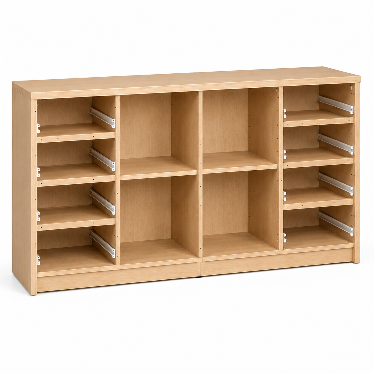 Modern Wooden Storage Cabinet with Dual Doors & 8 Smooth-Glide Drawers – Spacious Office & Home Organizer in Elegant Light Maple Finish