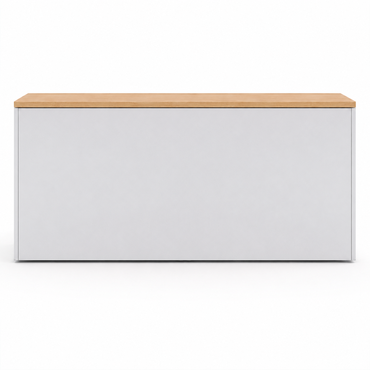 4 Door Office Storage Cabinet | Lockable Wooden Office Credenza with Shelves | Engineered Wood Filing & Storage Unit | Natural Oak & White Finish