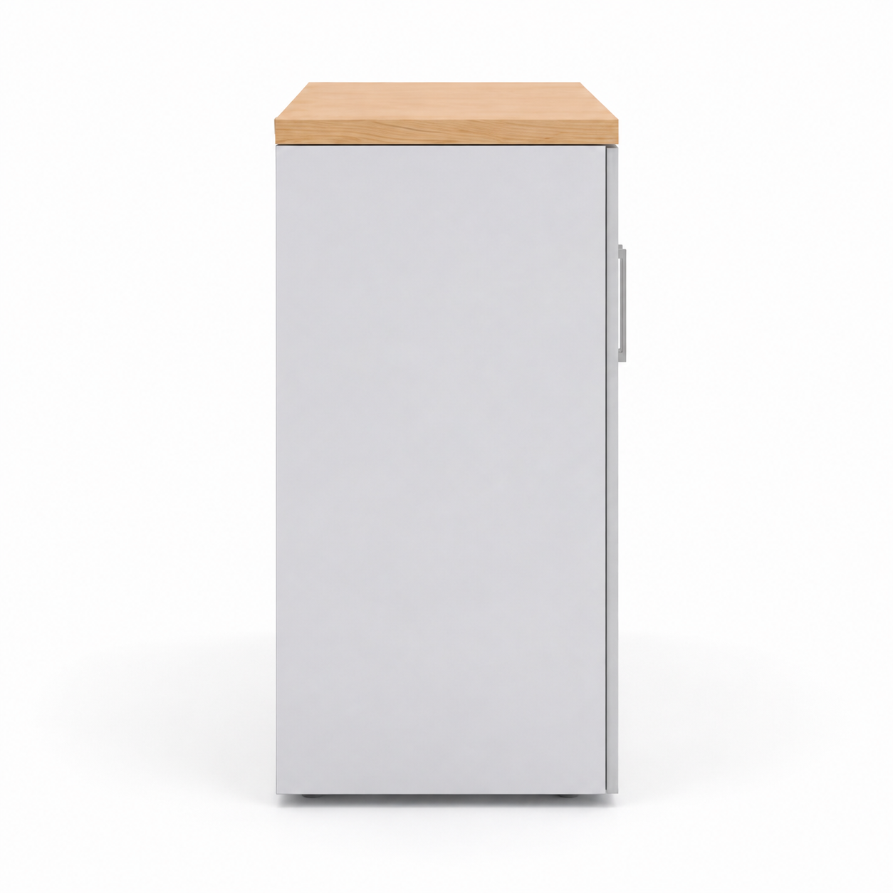 4 Door Office Storage Cabinet | Lockable Wooden Office Credenza with Shelves | Engineered Wood Filing & Storage Unit | Natural Oak & White Finish