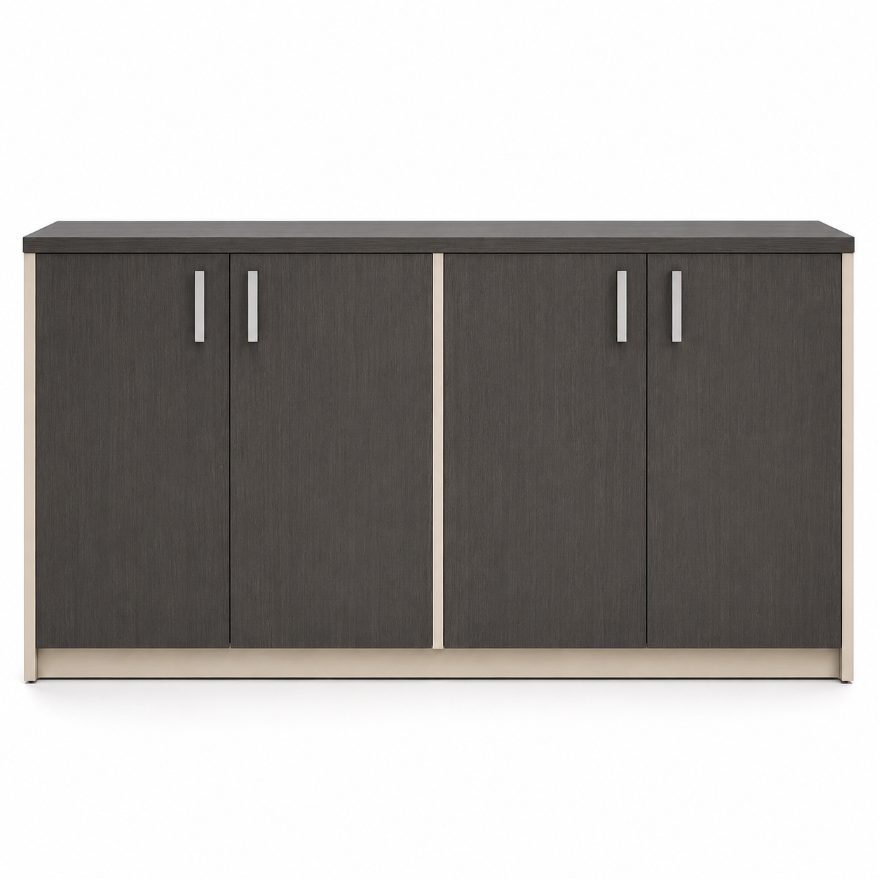 Wooden 4-Door Storage Cabinet with Adjustable Shelves, Pre-Laminated Particle Board, BIFMA Certified