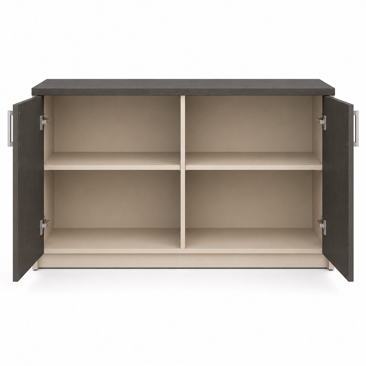 Wooden 4-Door Storage Cabinet with Adjustable Shelves, Pre-Laminated Particle Board, BIFMA Certified