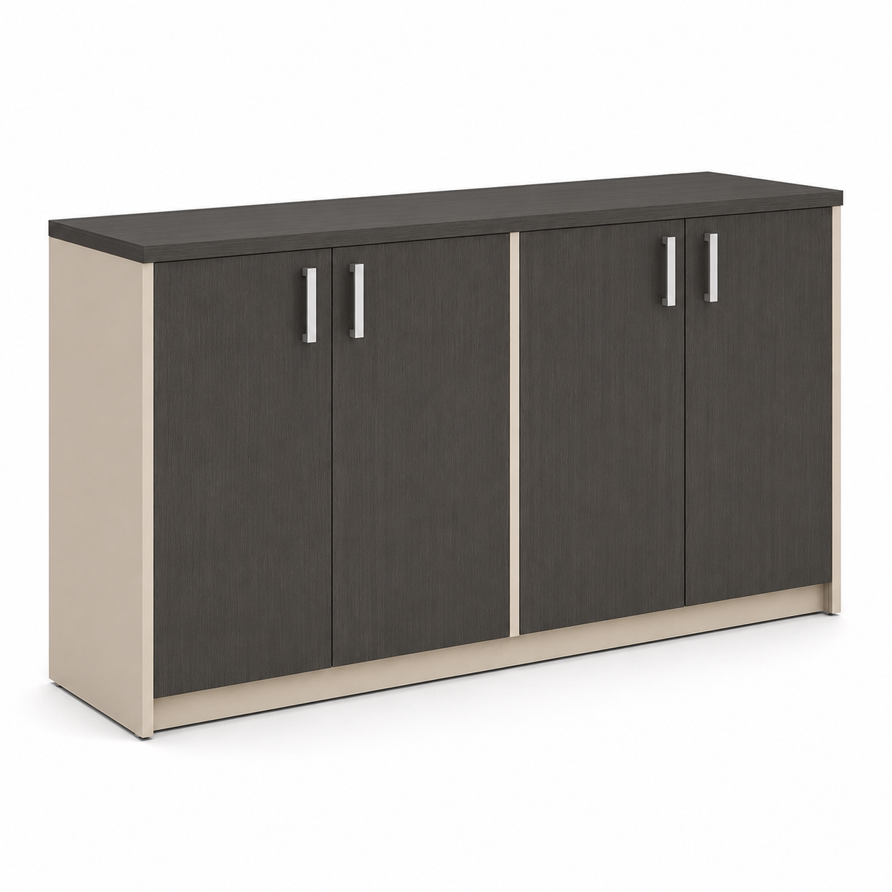 Wooden 4-Door Storage Cabinet with Adjustable Shelves, Pre-Laminated Particle Board, BIFMA Certified