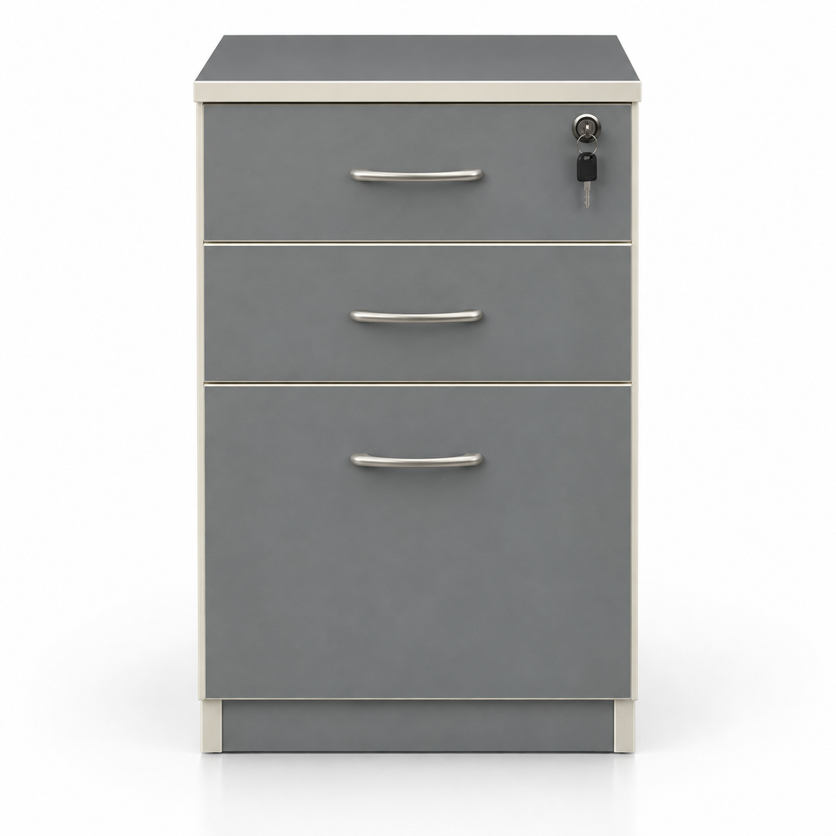 3 Drawer Grey Office Filing Cabinet | Compact Storage Pedestal for Home & Office