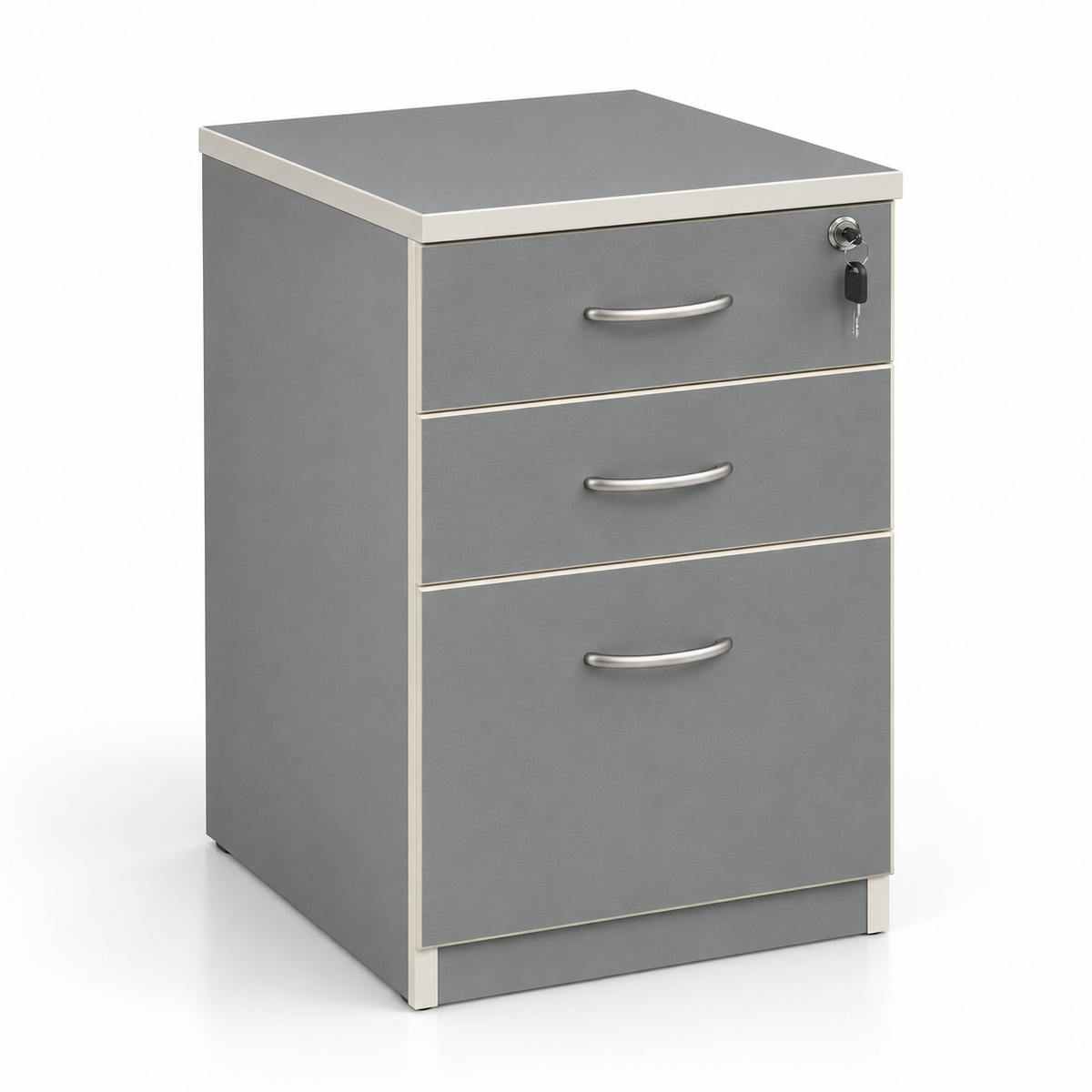 3 Drawer Grey Office Filing Cabinet | Compact Storage Pedestal for Home & Office