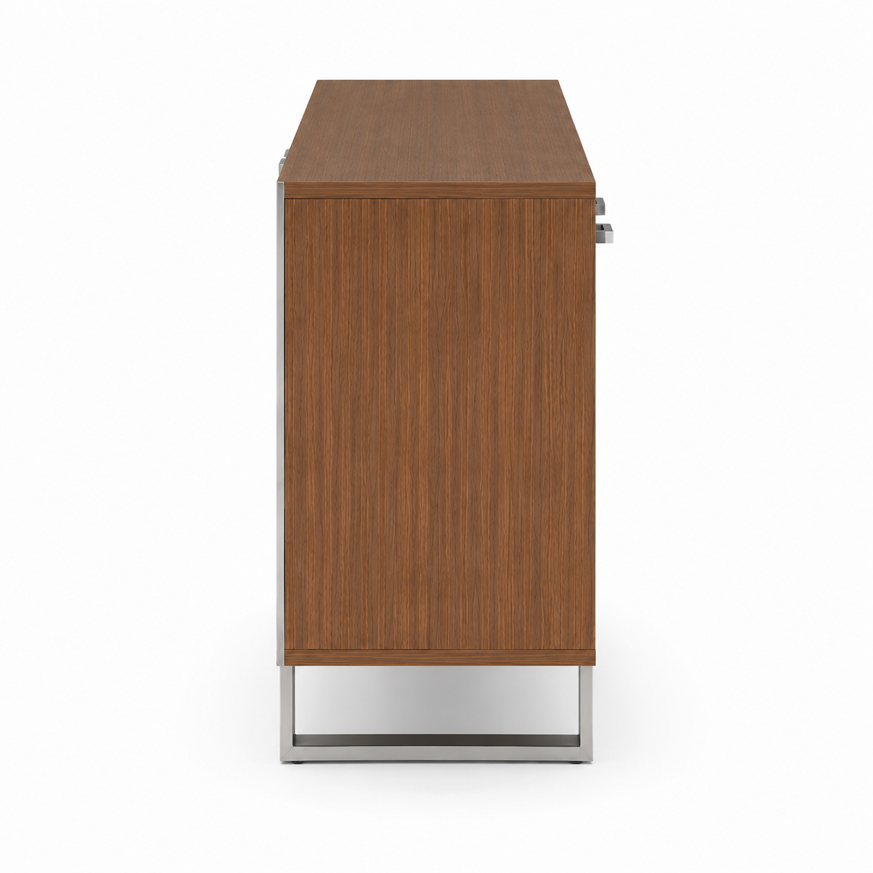 Wooden 4-Door Cabinet with Metal Handle, Made In Pre-Laminated Particle Board with Metal Leg Base