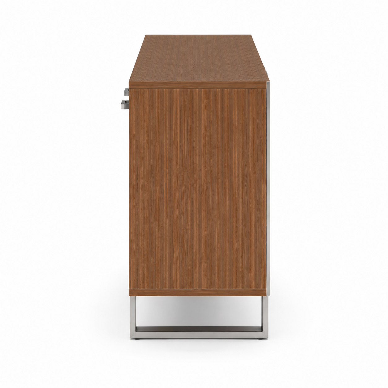 Wooden 4-Door Cabinet with Metal Handle, Made In Pre-Laminated Particle Board with Metal Leg Base