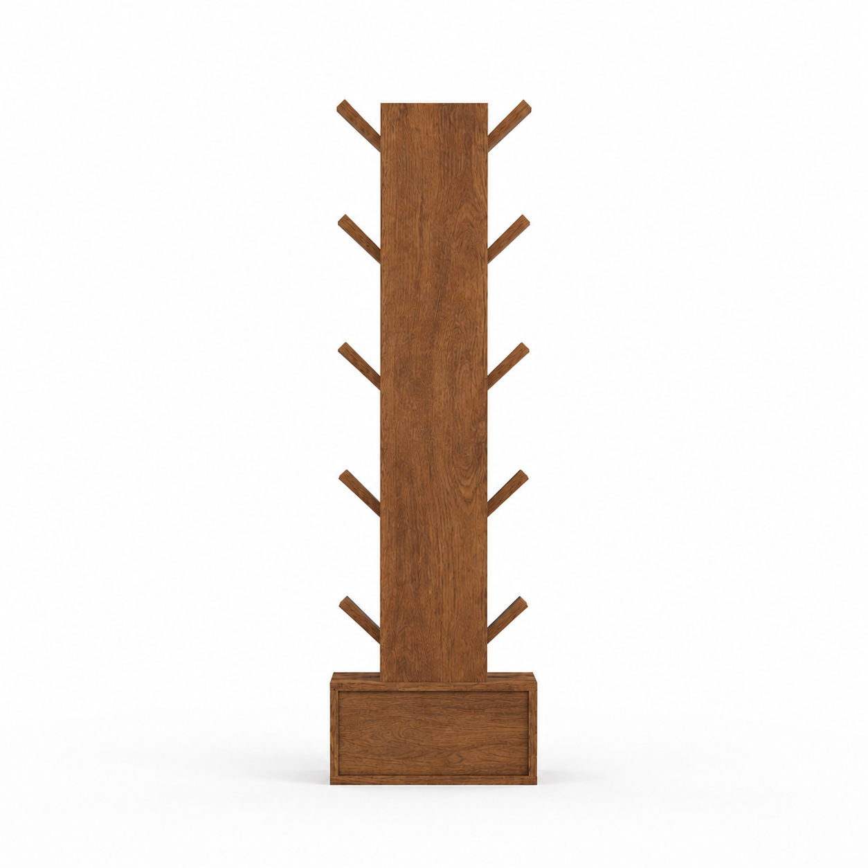 Modern Zig Zag Bookshelf with Open Display Shelves and Lower Storage Drawer, Tall Freestanding Bookcase for Living Room