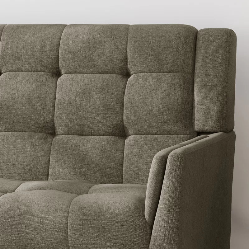Dark Gray Tufted Polyester  2 & 1 Seater SOFA with Tapered Wood Legs -