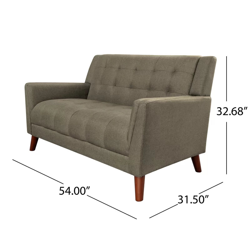 Dark Gray Tufted Polyester  2 & 1 Seater SOFA with Tapered Wood Legs -