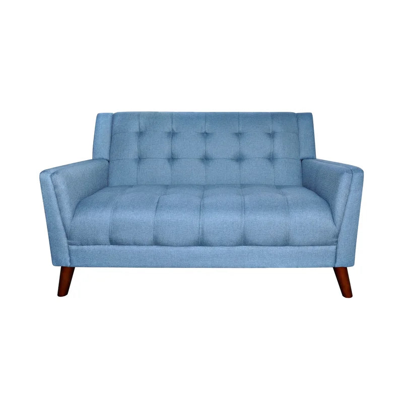 Dark Gray Tufted Polyester  2 & 1 Seater SOFA with Tapered Wood Legs -