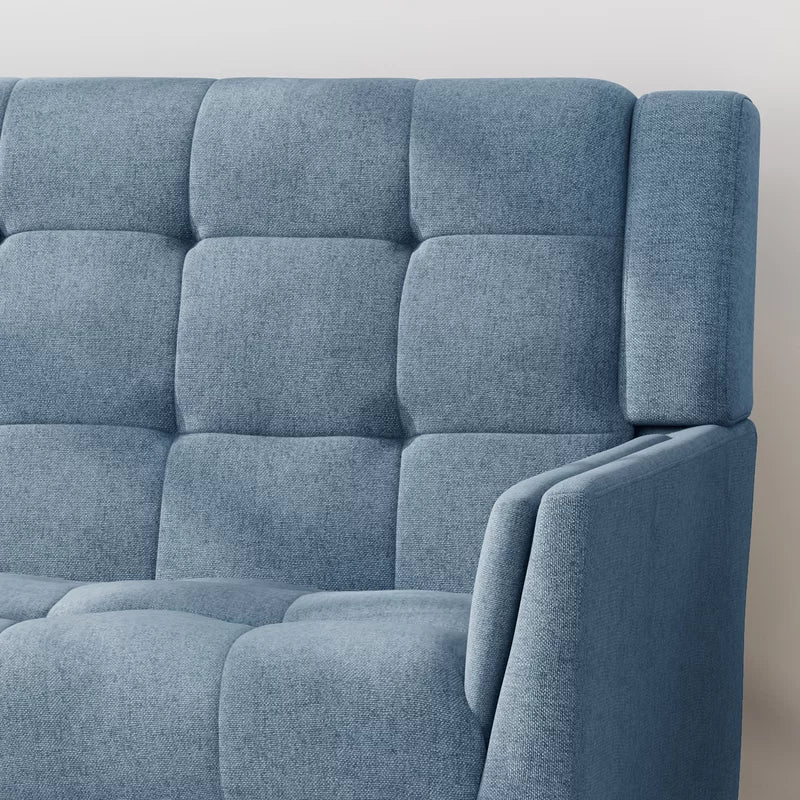 Dark Gray Tufted Polyester  2 & 1 Seater SOFA with Tapered Wood Legs -