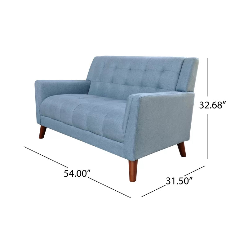 Dark Gray Tufted Polyester  2 & 1 Seater SOFA with Tapered Wood Legs -