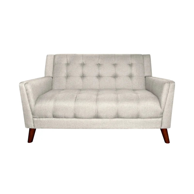 Dark Gray Tufted Polyester  2 & 1 Seater SOFA with Tapered Wood Legs -
