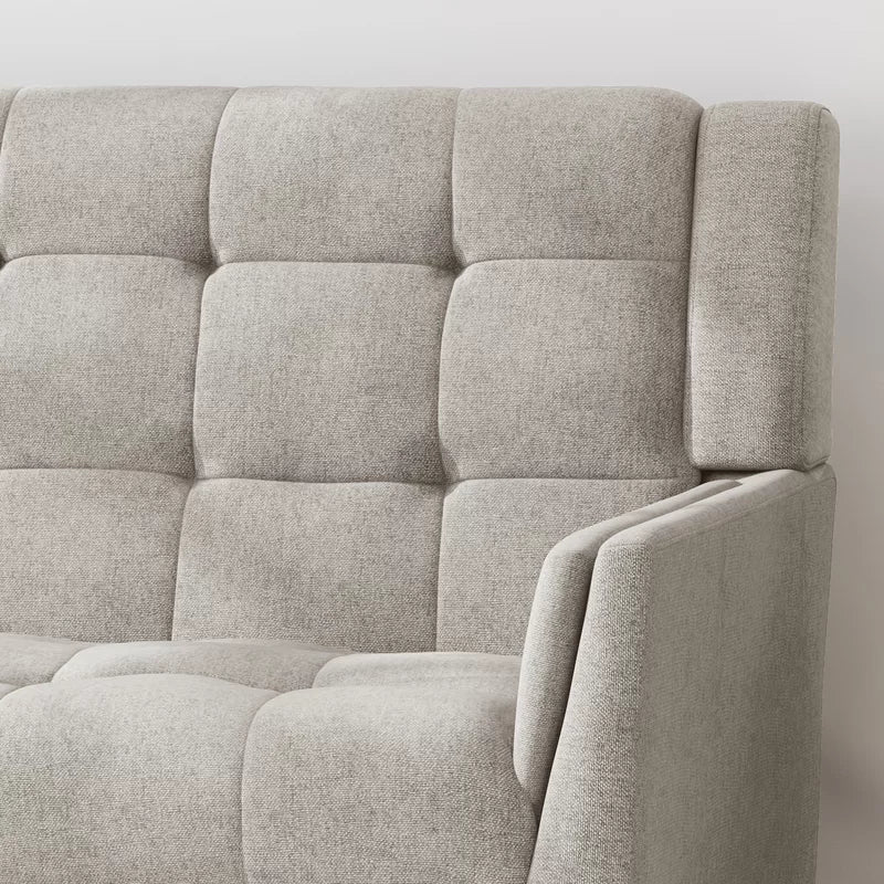 Dark Gray Tufted Polyester  2 & 1 Seater SOFA with Tapered Wood Legs -