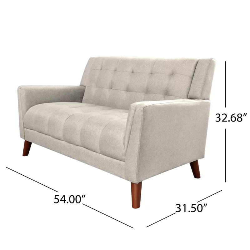 Dark Gray Tufted Polyester  2 & 1 Seater SOFA with Tapered Wood Legs -