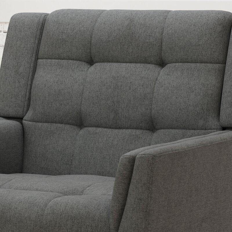 Dark Gray Tufted Polyester  2 & 1 Seater SOFA with Tapered Wood Legs -
