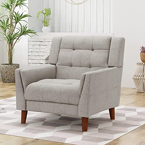 Dark Gray Tufted Polyester  2 & 1 Seater SOFA with Tapered Wood Legs -