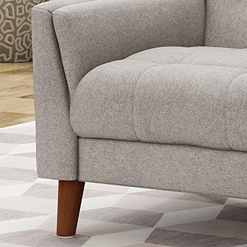 Dark Gray Tufted Polyester  2 & 1 Seater SOFA with Tapered Wood Legs -