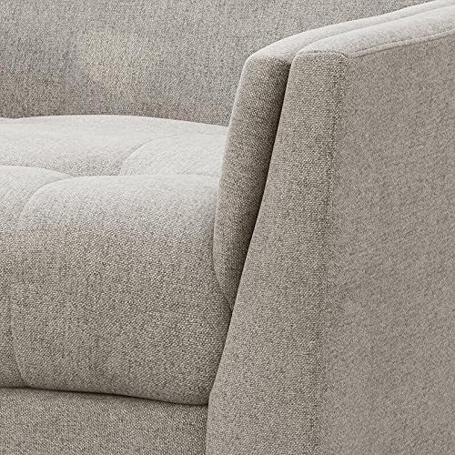 Dark Gray Tufted Polyester  2 & 1 Seater SOFA with Tapered Wood Legs -