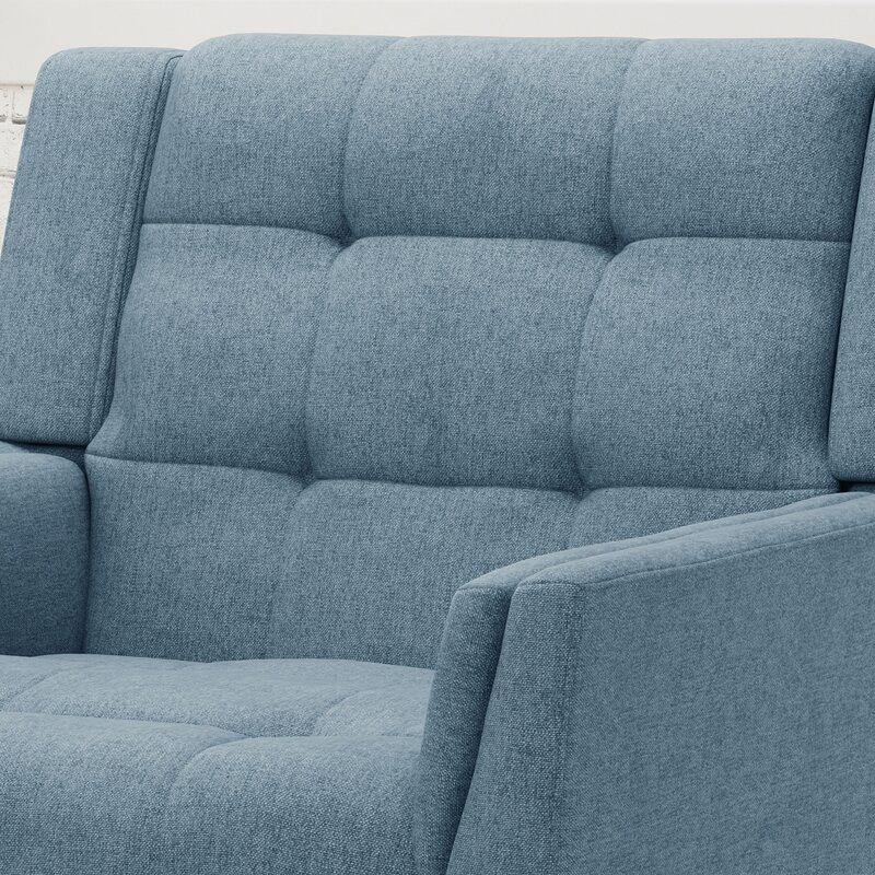 Dark Gray Tufted Polyester  2 & 1 Seater SOFA with Tapered Wood Legs -