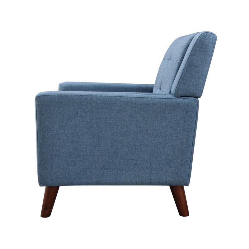 Dark Gray Tufted Polyester  2 & 1 Seater SOFA with Tapered Wood Legs -