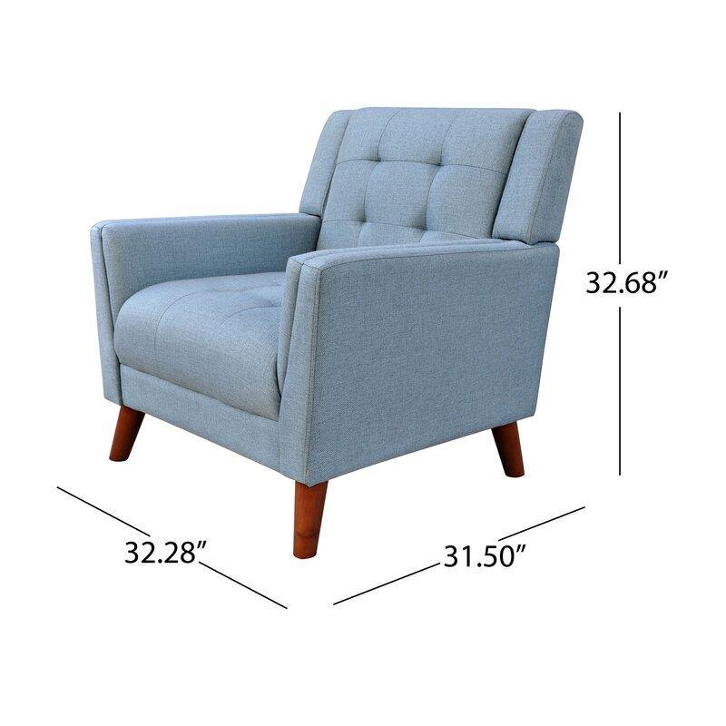 Dark Gray Tufted Polyester  2 & 1 Seater SOFA with Tapered Wood Legs -