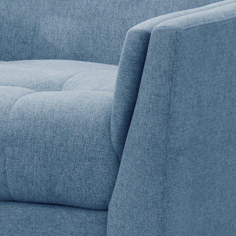 Dark Gray Tufted Polyester  2 & 1 Seater SOFA with Tapered Wood Legs -