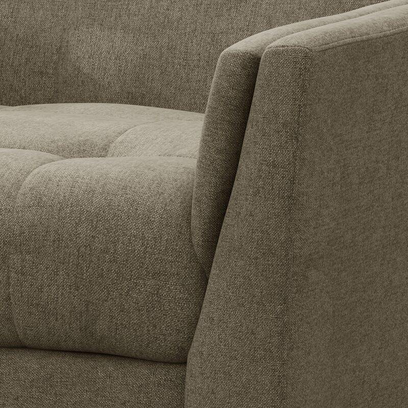 Dark Gray Tufted Polyester  2 & 1 Seater SOFA with Tapered Wood Legs -