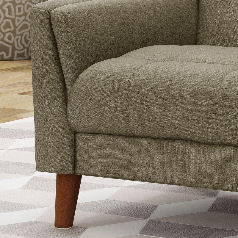 Dark Gray Tufted Polyester  2 & 1 Seater SOFA with Tapered Wood Legs -