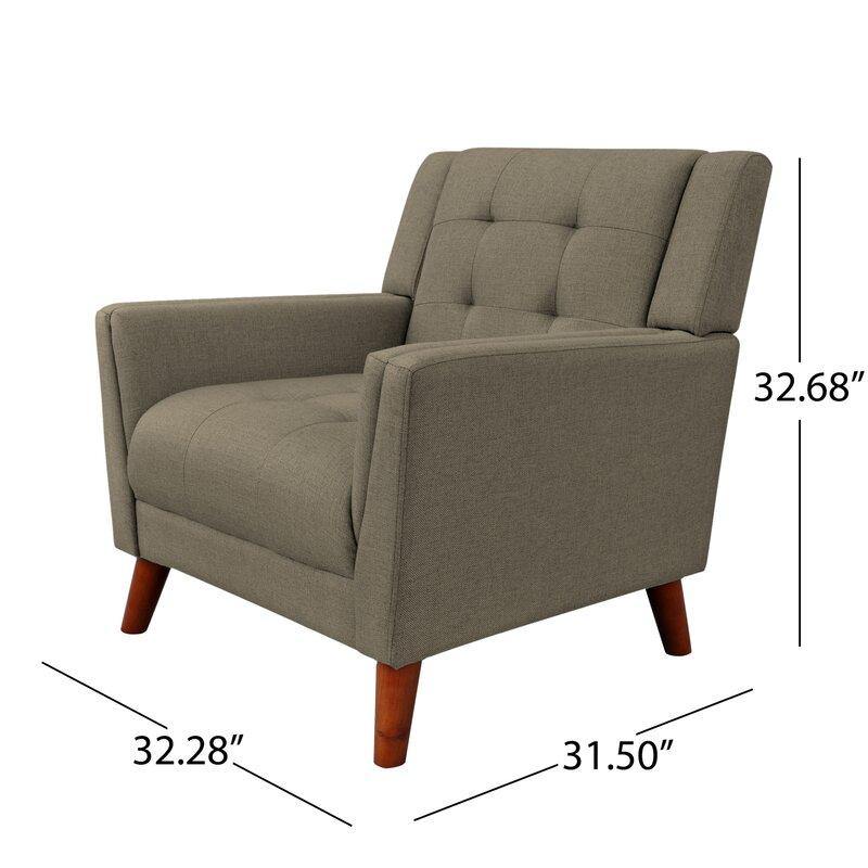 Dark Gray Tufted Polyester  2 & 1 Seater SOFA with Tapered Wood Legs -