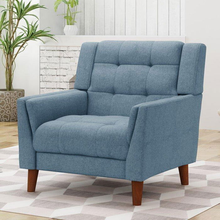 Dark Gray Tufted Polyester  2 & 1 Seater SOFA with Tapered Wood Legs -