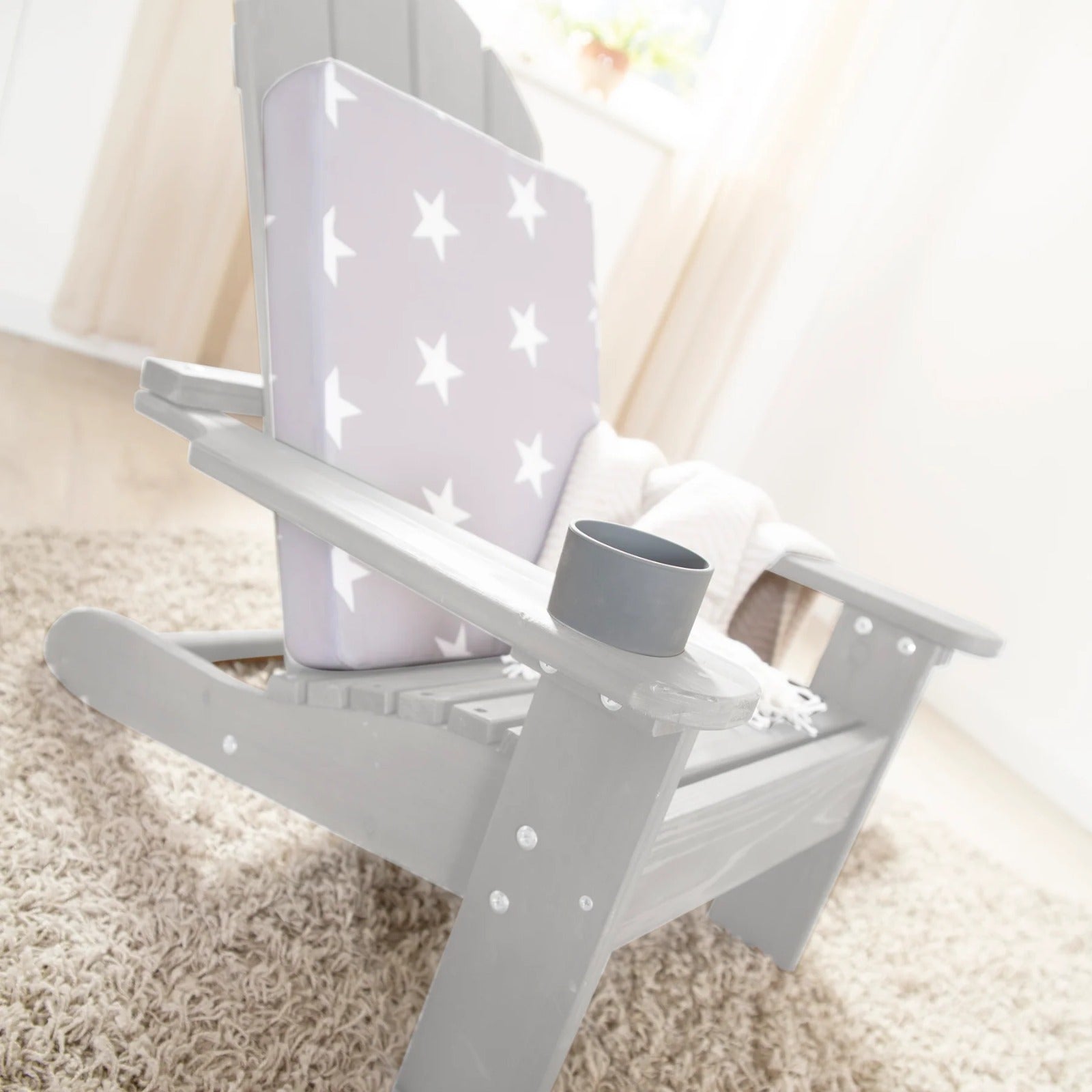 Outdoor Kids Deck Chair – Gray Wooden Garden Seating