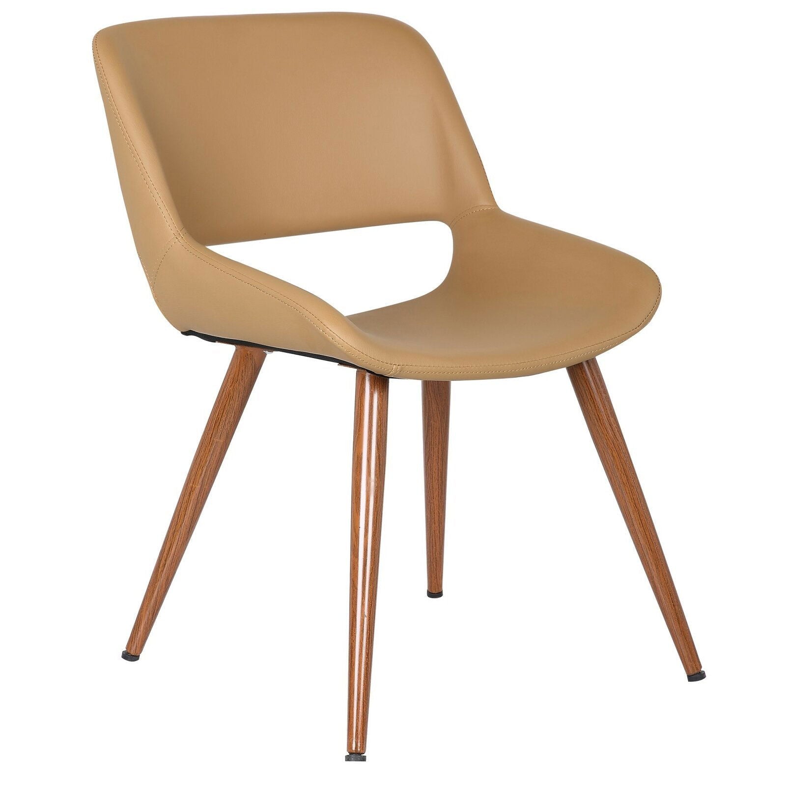 Dining Chair, PU Leather, Metal Legs with Wood Finish -