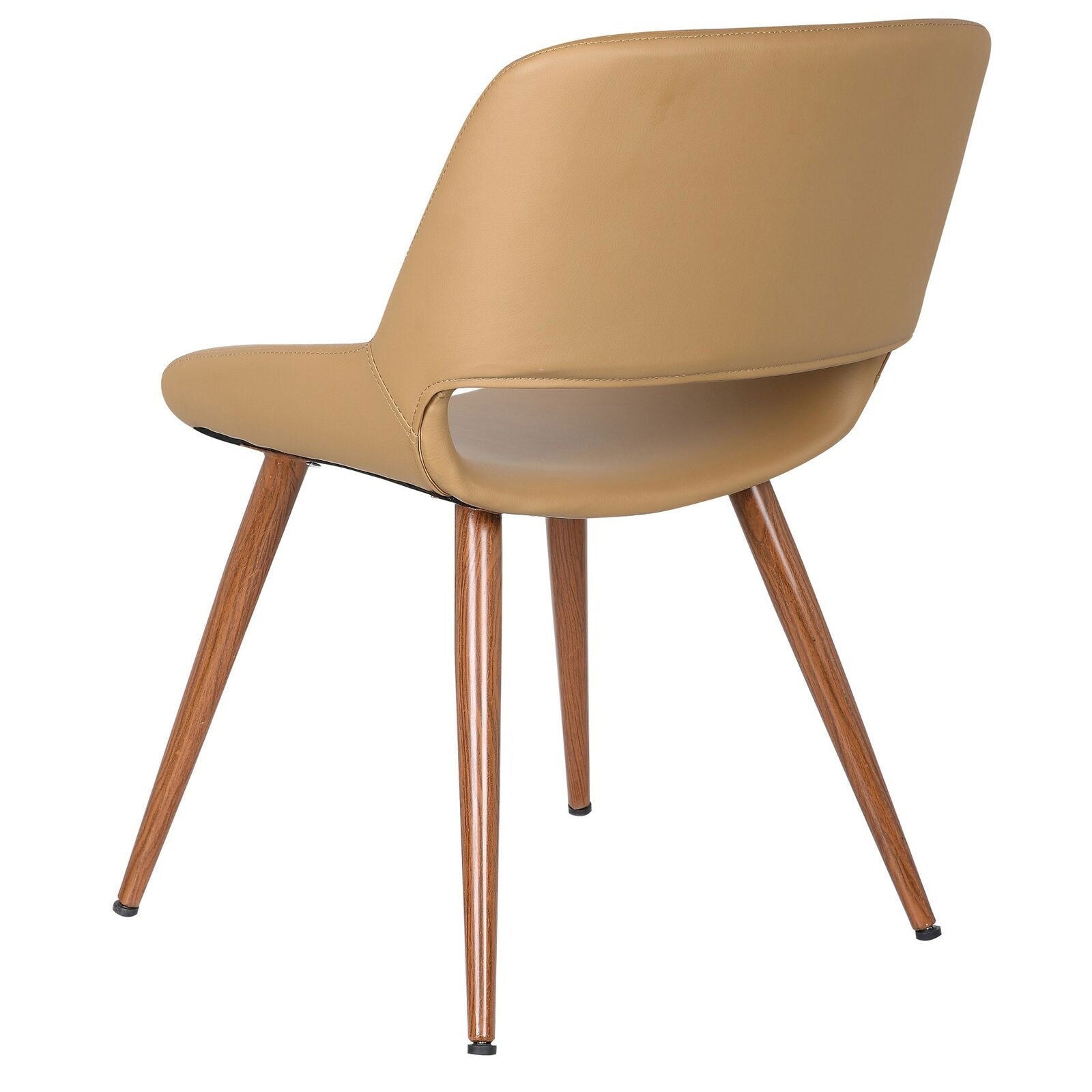 Dining Chair, PU Leather, Metal Legs with Wood Finish -