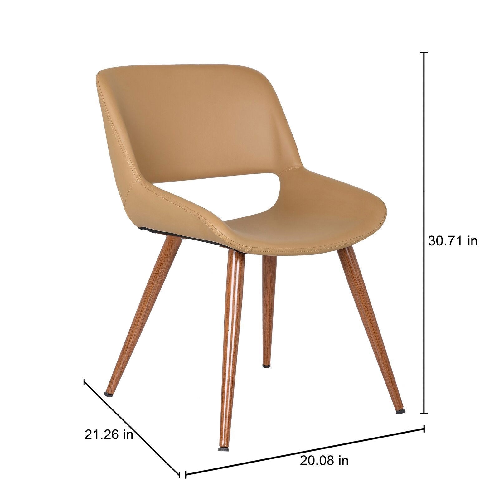 Dining Chair, PU Leather, Metal Legs with Wood Finish -