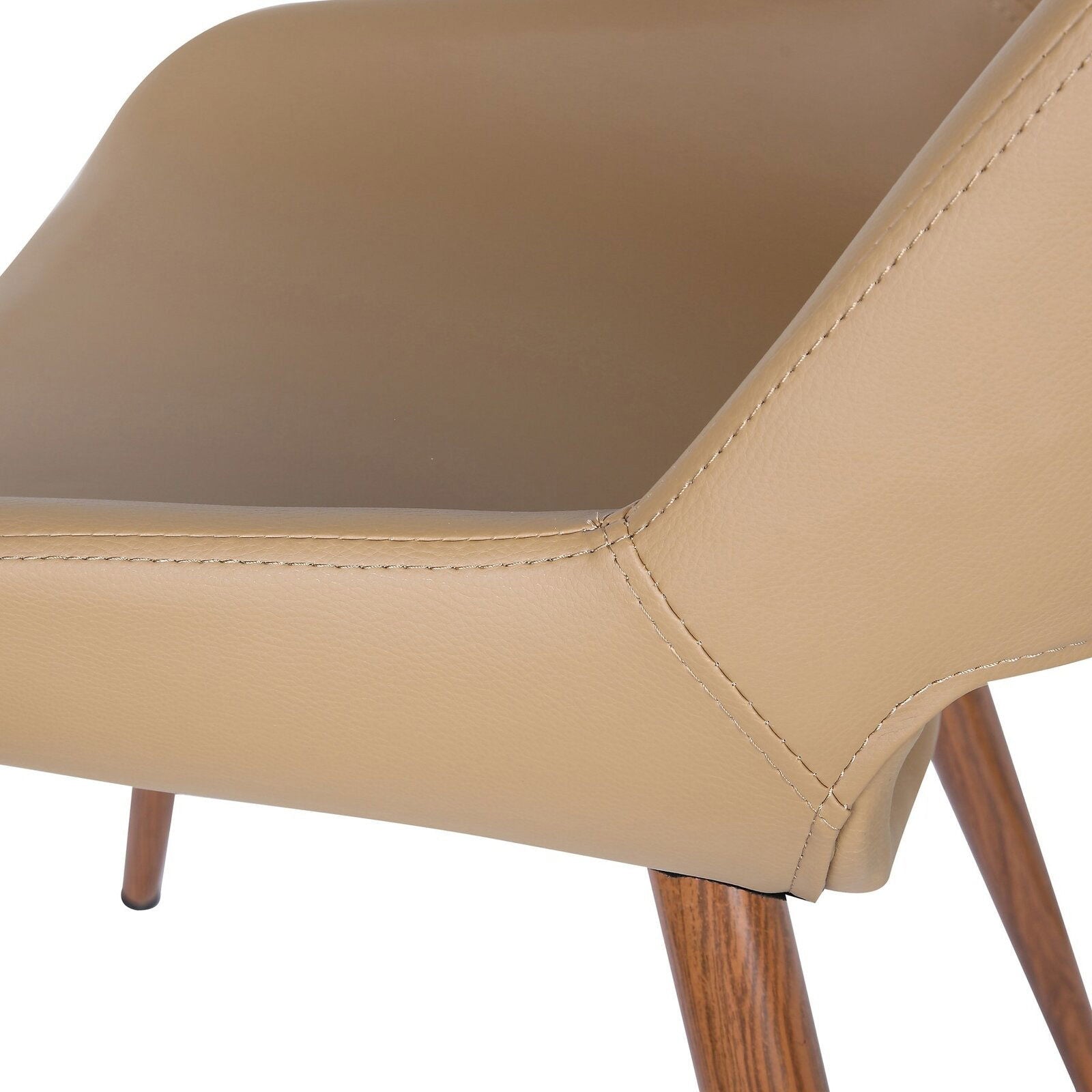 Dining Chair, PU Leather, Metal Legs with Wood Finish -