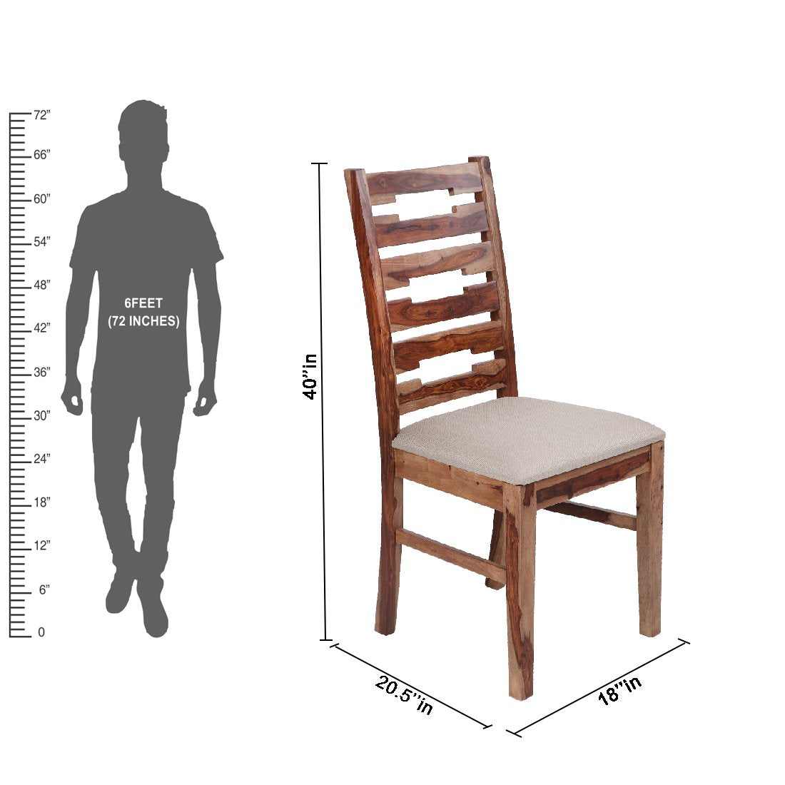 Dining Chair & Table Set of 6 Wooden Frame Base -