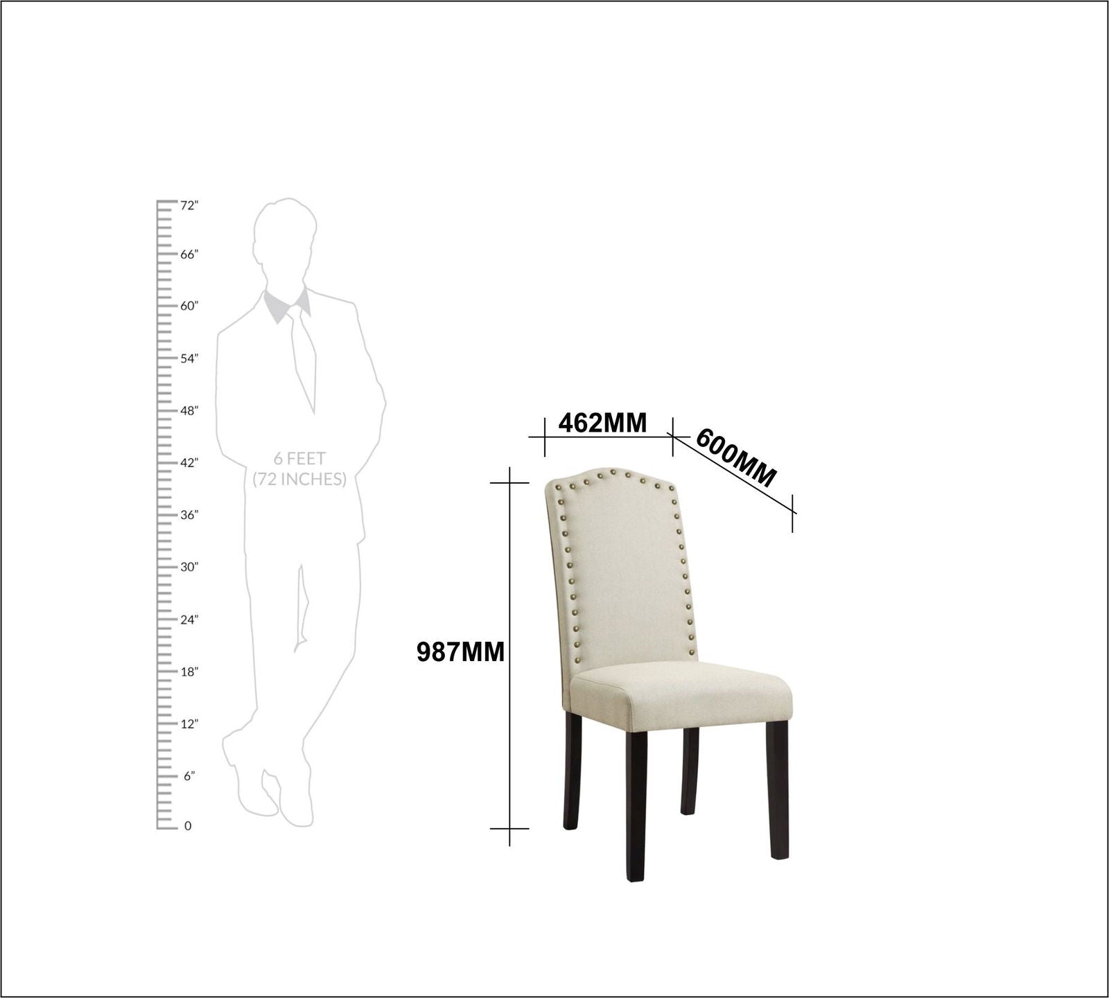 Dining Chair in Solid Wooden Frame -
