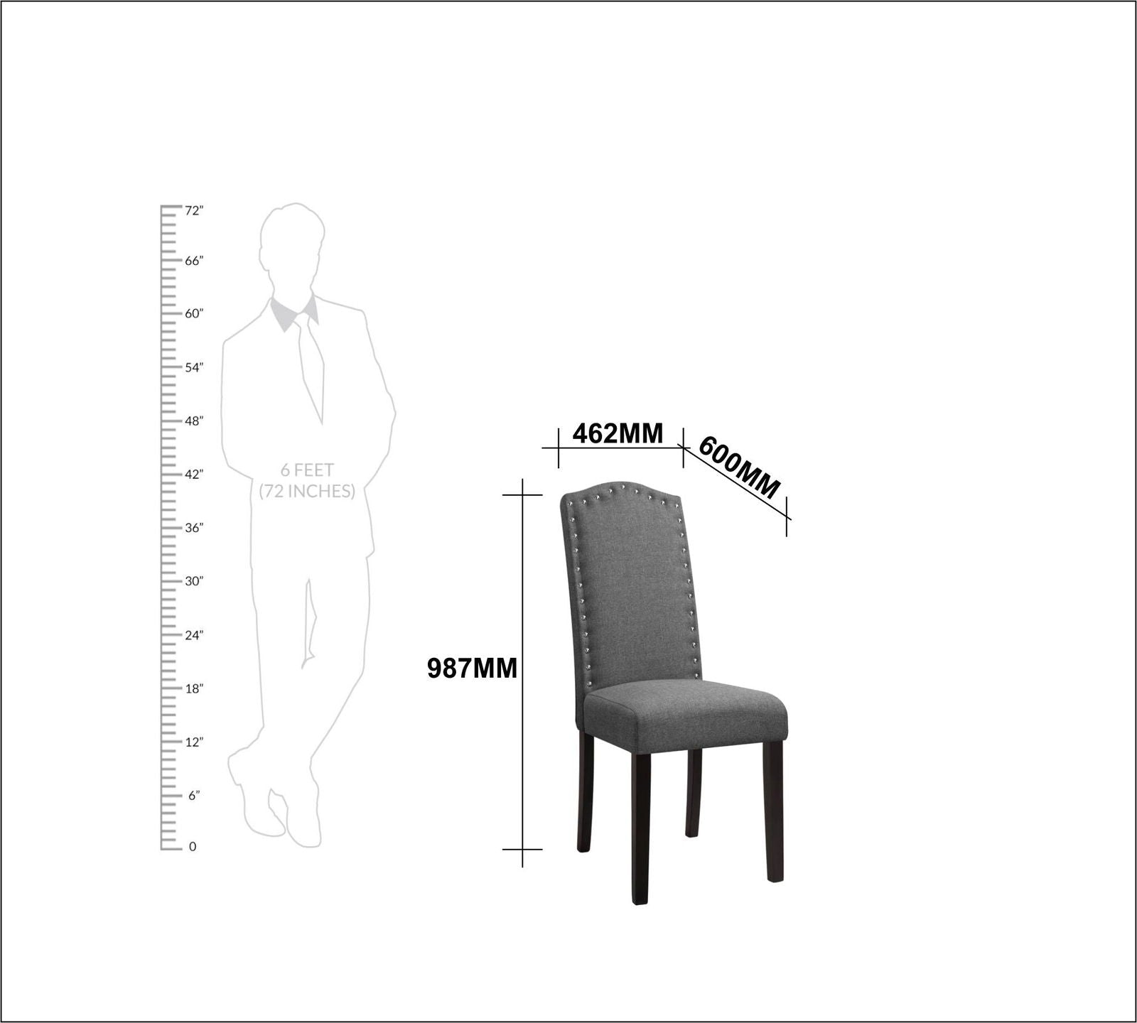 Dining Chair in Solid Wooden Frame -