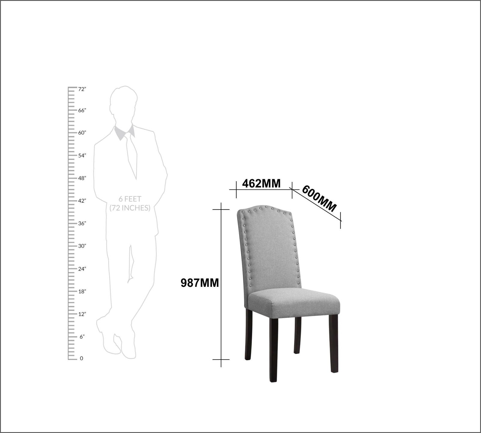 Dining Chair in Solid Wooden Frame -