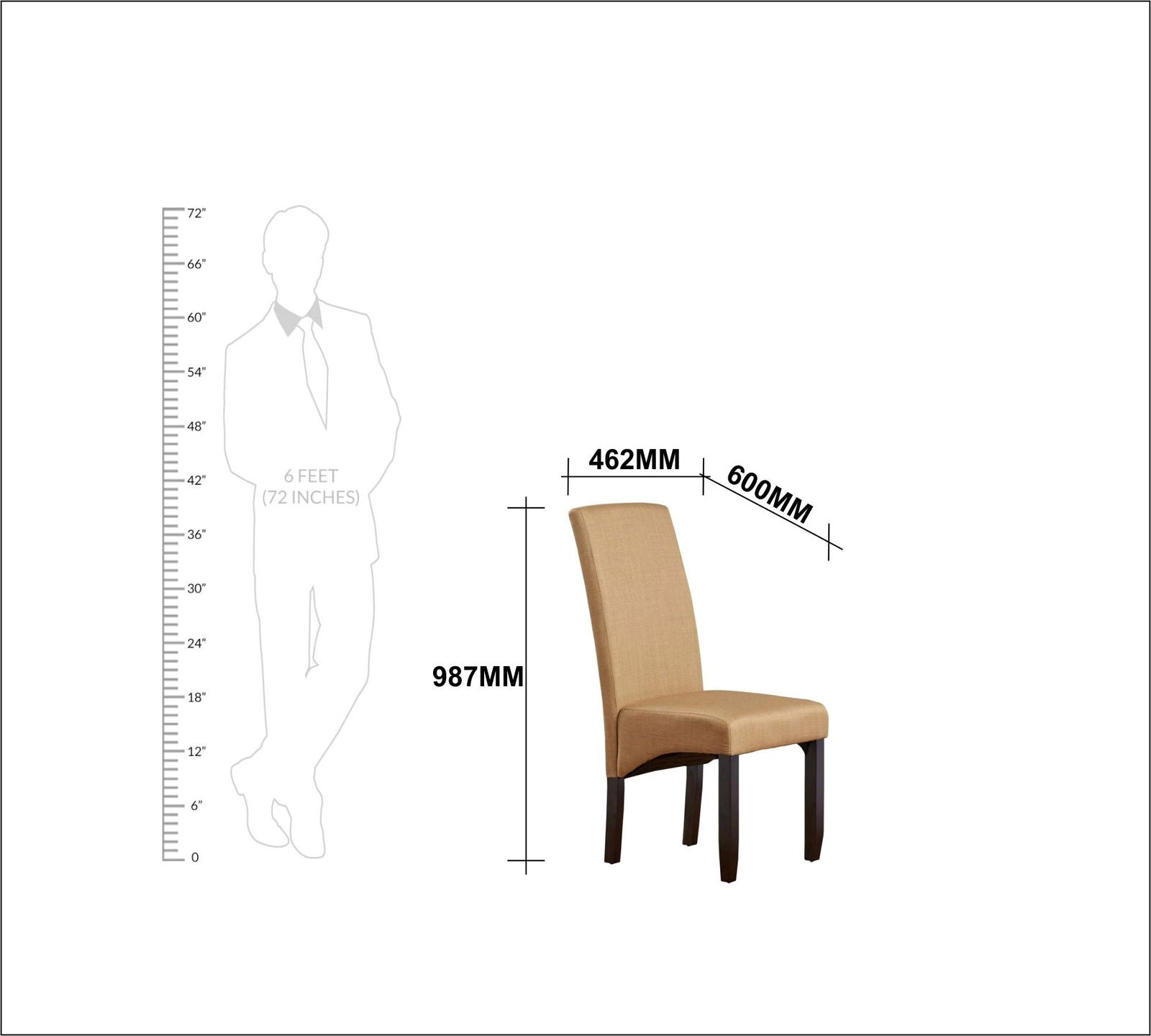 Dining Chair in Solid Wooden Frame -