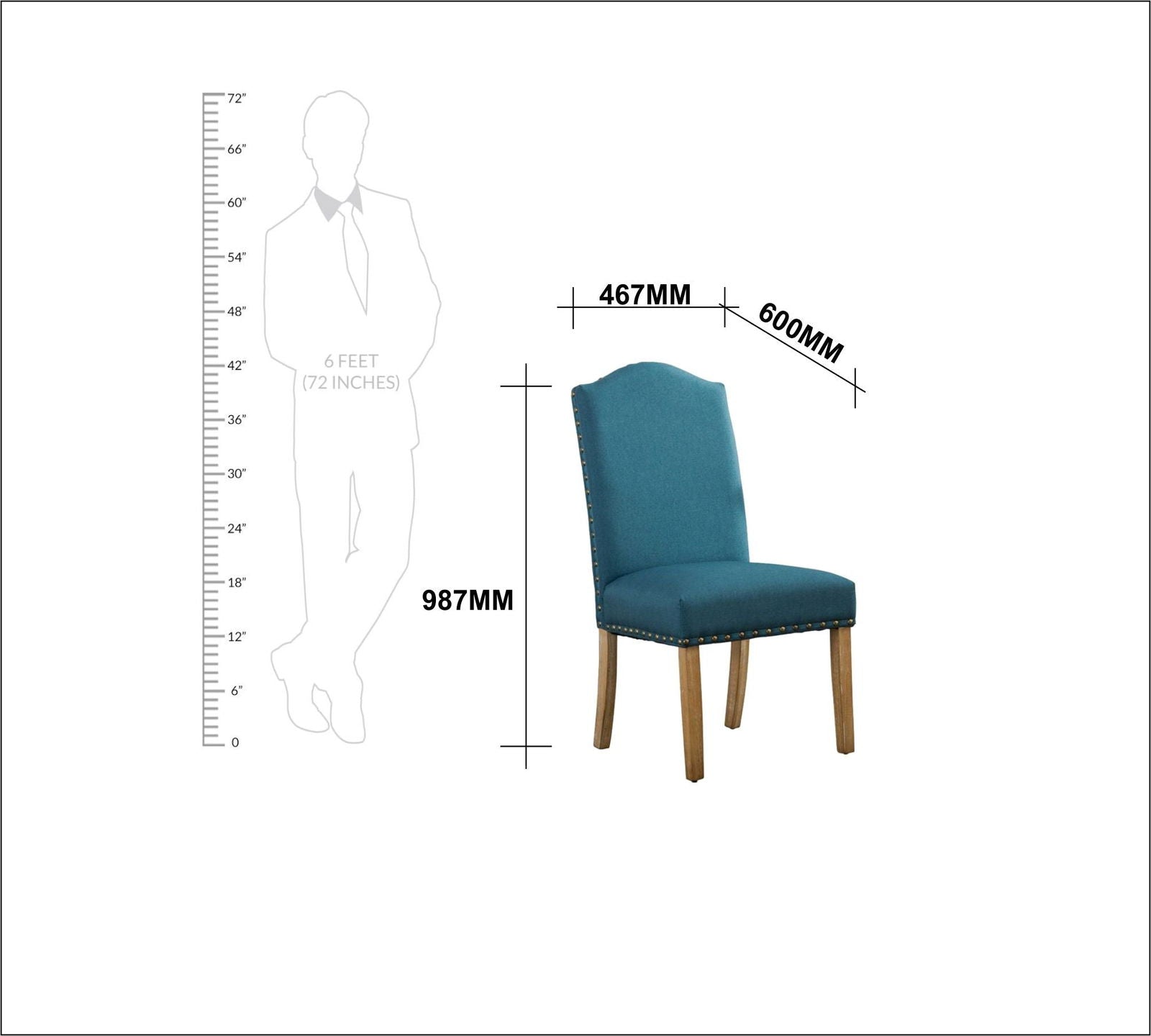 Dining Chair in Solid Wooden Frame -